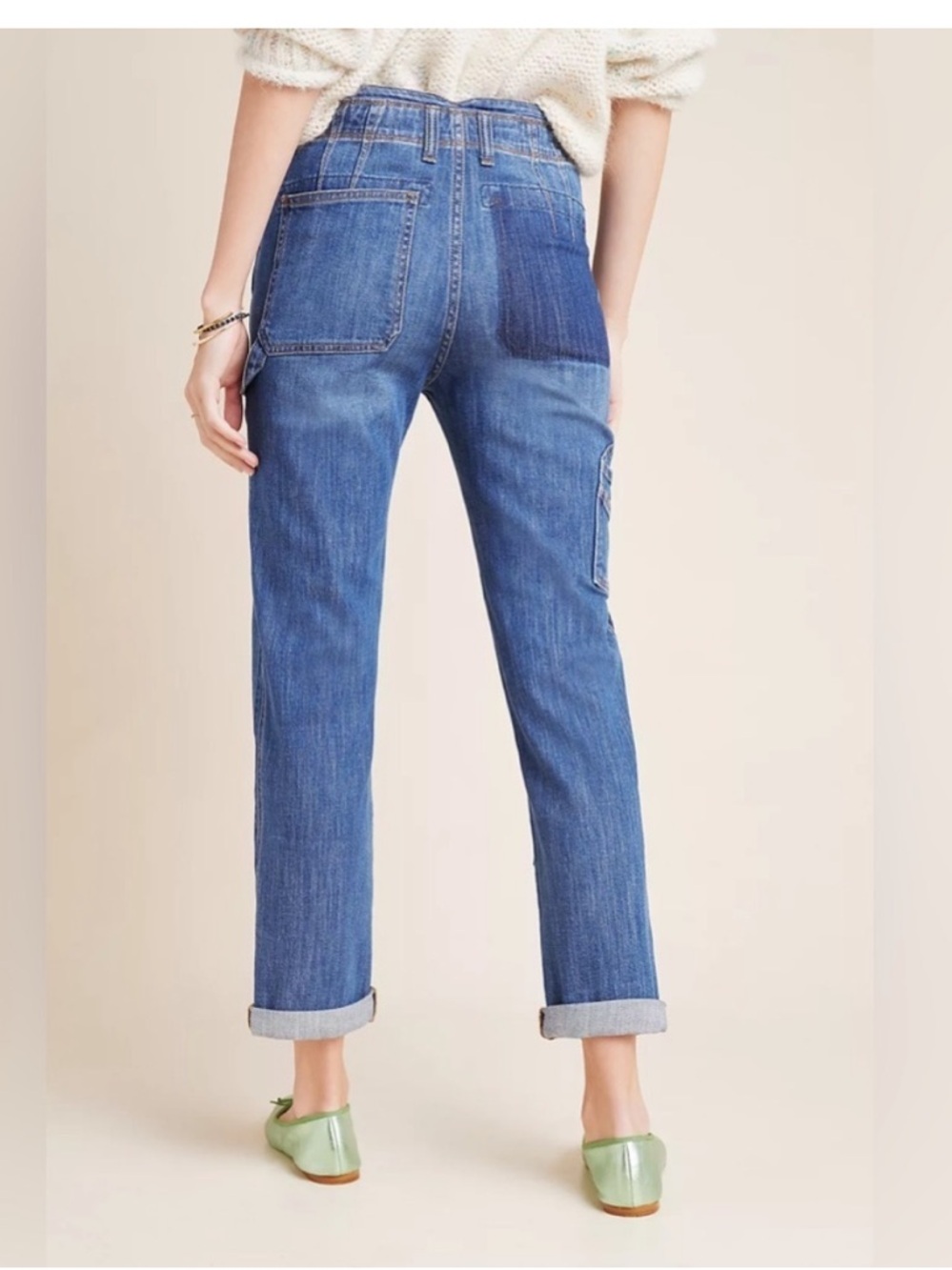 Anthropologie Pilcro Letterpress Blue Patchwork Boyfriend Jeans - Picture 6 of 15